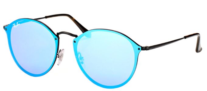 Ray-Ban RB 3574N 153/7V Round Metal Black Sunglasses with Dark Violet Blue Mirror Lens sold by Gaffos