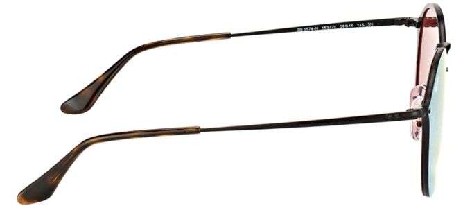 Ray-Ban RB 3574N 153/7V Round Metal Black Sunglasses with Dark Violet Blue Mirror Lens sold by Gaffos