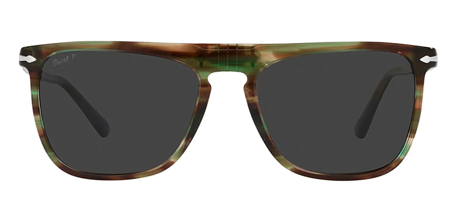 Persol PO 3225S 115648 Rectangle Plastic Green Sunglasses with Grey Polarized Lens sold by Gaffos