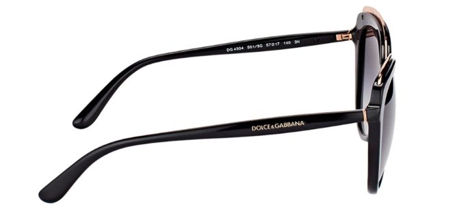 Dolce & Gabbana DG 4304 501/8G Cat-Eye Plastic Black Sunglasses with Grey Gradient Lens sold by Gaffos