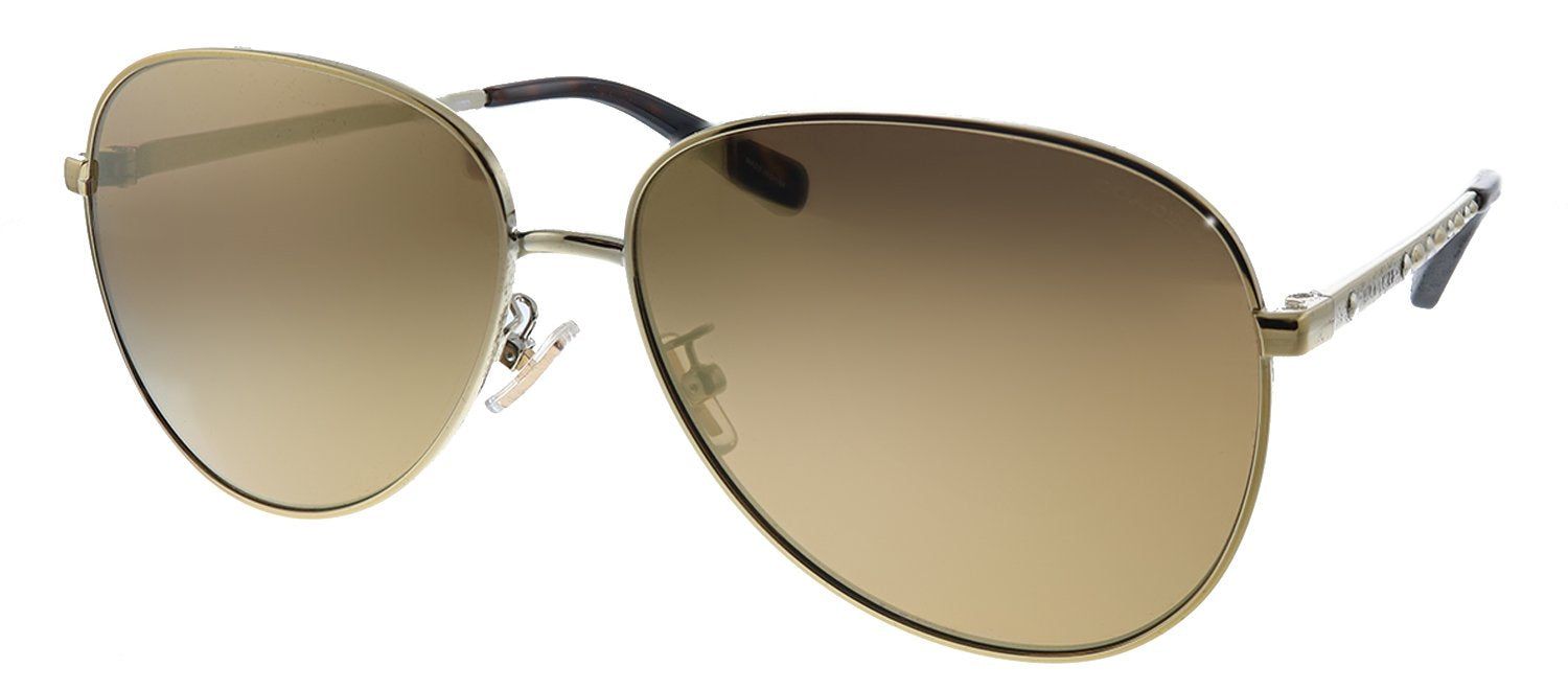 Coach HC 7094 90052T Aviator Metal Gold Sunglasses with Brown Mirrored Polarized Lens sold by Gaffos product image thumbnail 2
