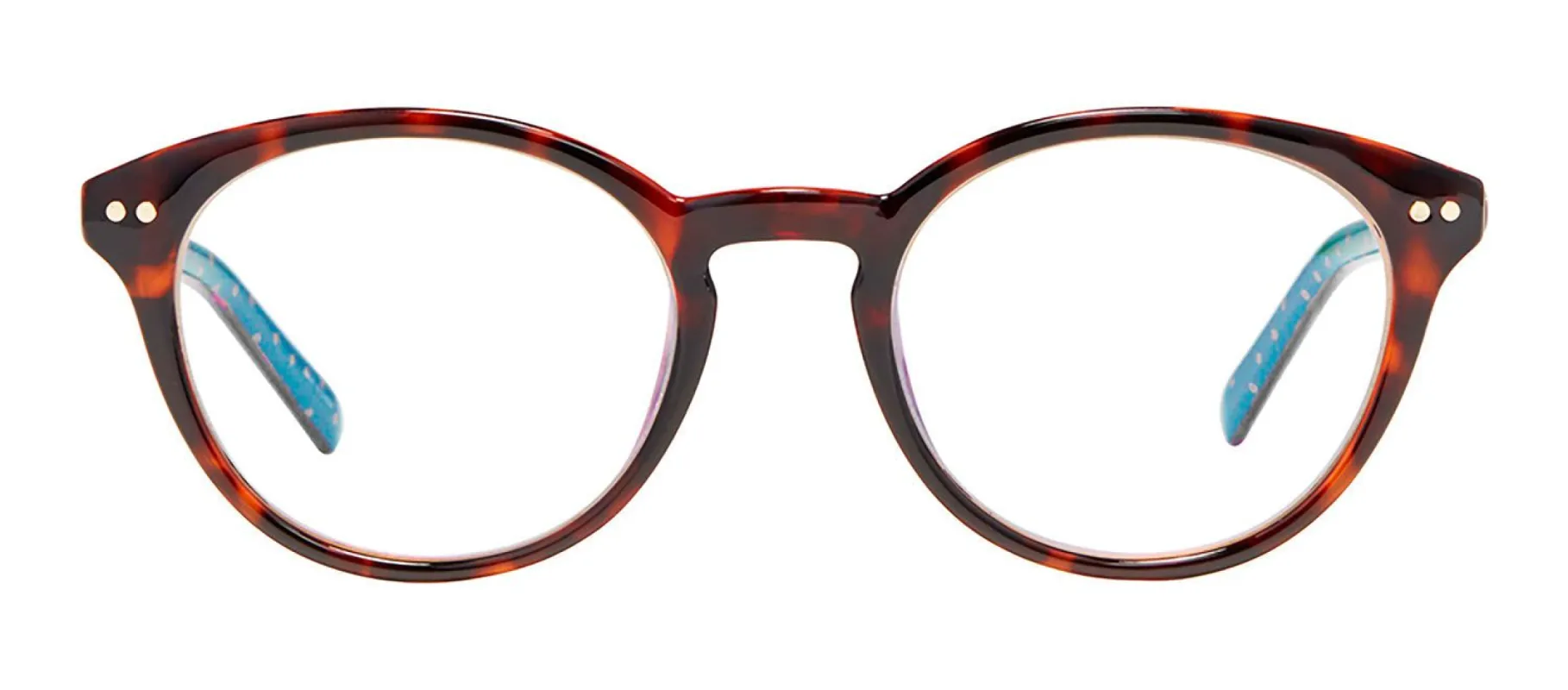 Kate Spade KS Kinslee 086 Round Plastic Havana Readers with Clear Blue Block Lens sold by Gaffos