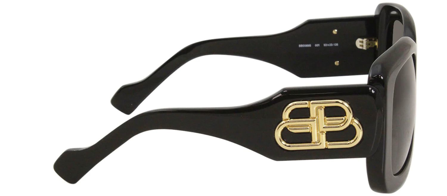 Balenciaga BB 0069S 001 Square Plastic Black Sunglasses with Grey Lens sold by Gaffos product image thumbnail 3