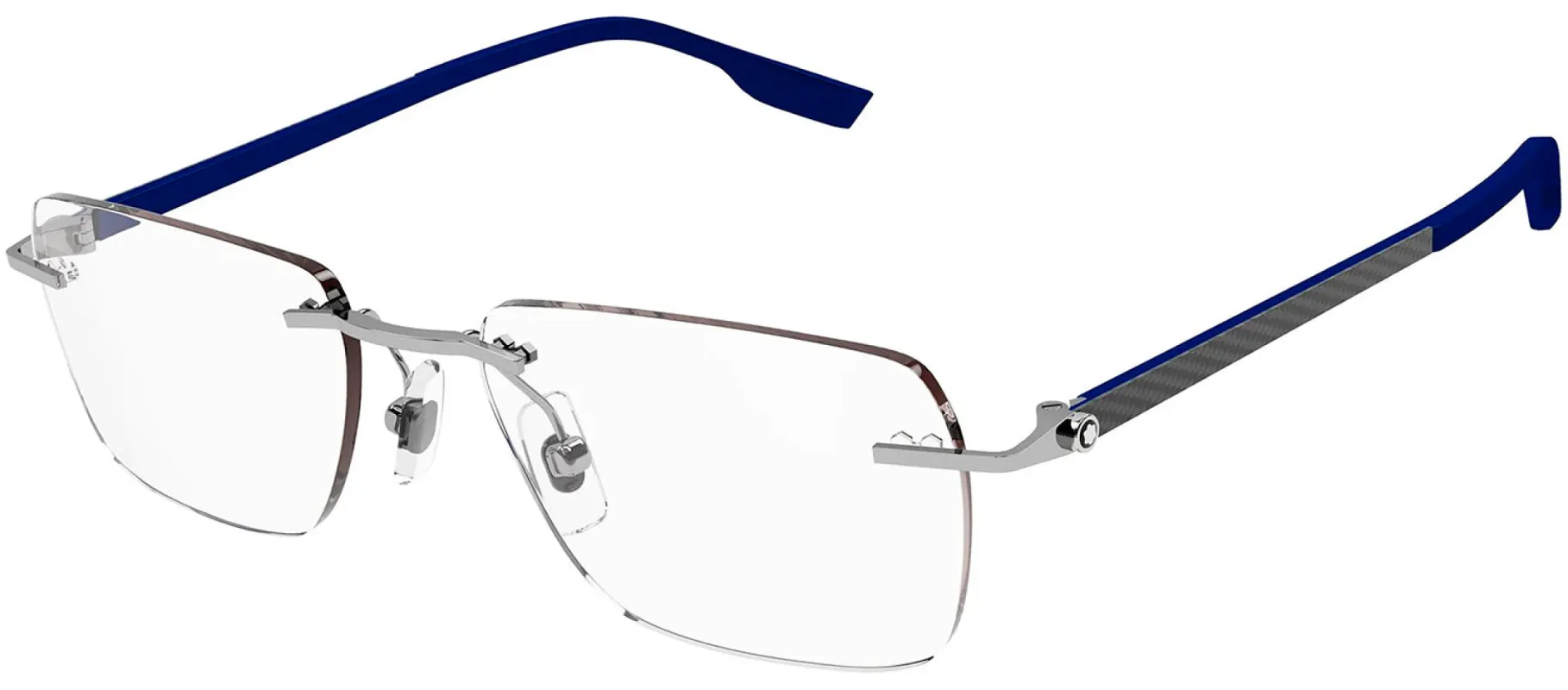 Montblanc MB 0185O 002 Rimless Metal Silver Eyeglasses with Logo Stamped Demo Lenses sold by Gaffos