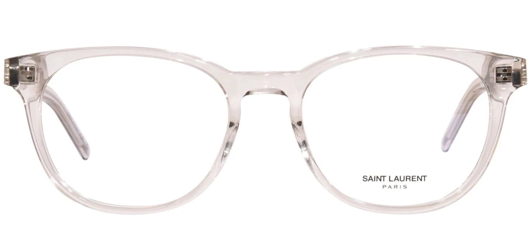 Saint Laurent MONOGRAM SL M111O 004 Round Plastic Beige Eyeglasses with Logo Stamped Demo Lenses sold by Gaffos