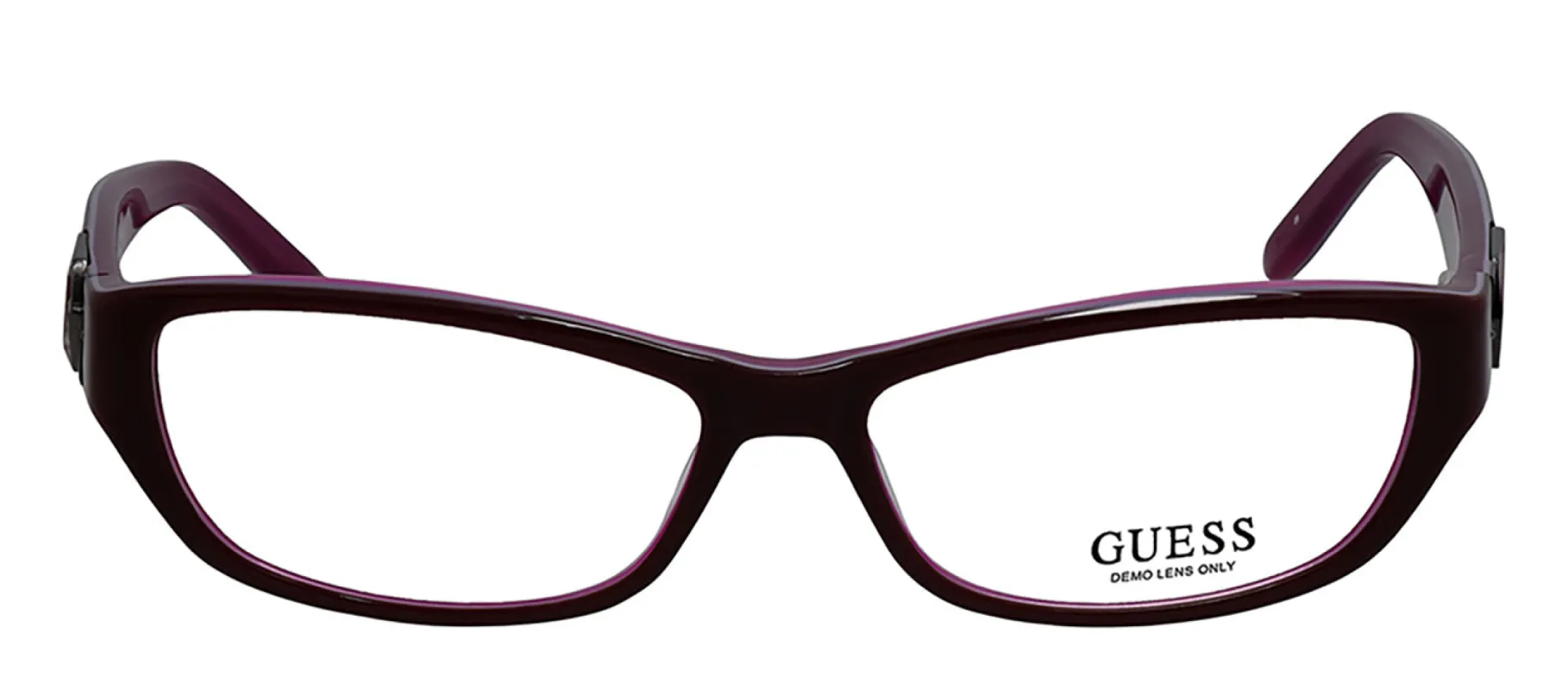 Guess GU 2443 BRNTL Square Plastic Brown Eyeglasses with Logo Stamped Demo Lenses sold by Gaffos