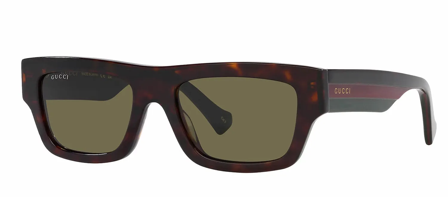 Gucci WEB GG 1301S 002 Rectangle Plastic Havana Sunglasses with Green Lens sold by Gaffos product image thumbnail 2