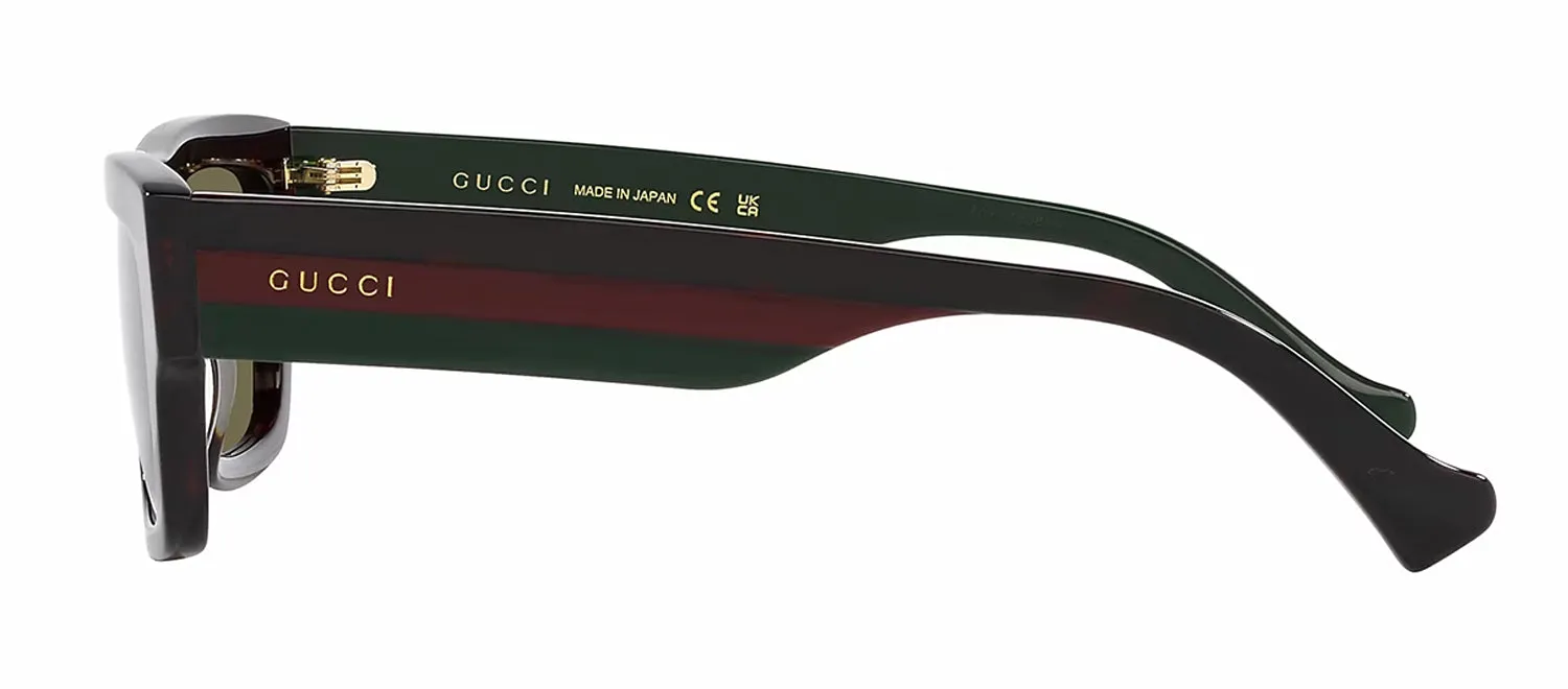 Gucci WEB GG 1301S 002 Rectangle Plastic Havana Sunglasses with Green Lens sold by Gaffos product image thumbnail 3