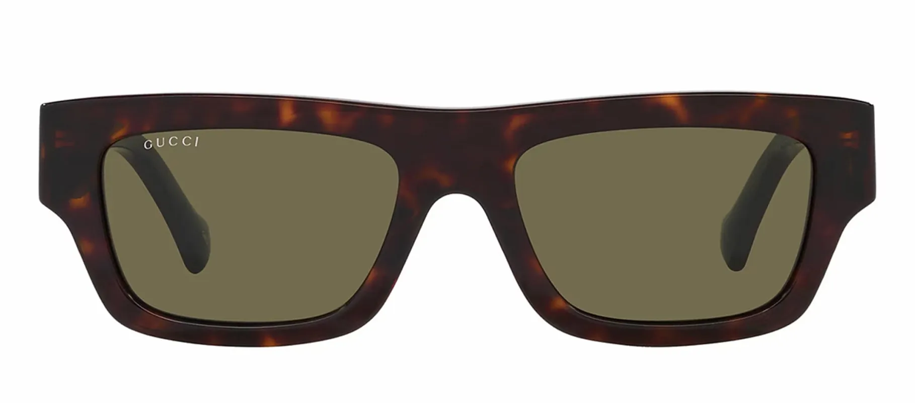 Gucci WEB GG 1301S 002 Rectangle Plastic Havana Sunglasses with Green Lens sold by Gaffos