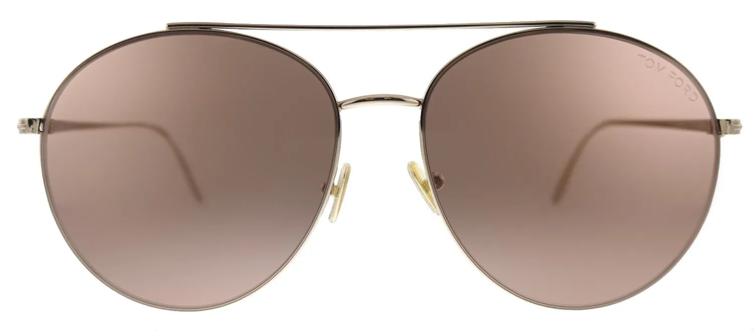 Tom Ford Cleo TF 757 28Y Round Metal Shiny Rose Gold Sunglasses with Pale Pink Lens sold by Gaffos