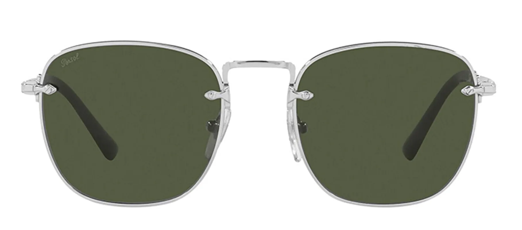 Persol PO 2490S 518/31 Square Metal Silver Sunglasses with Green Lens sold by Gaffos