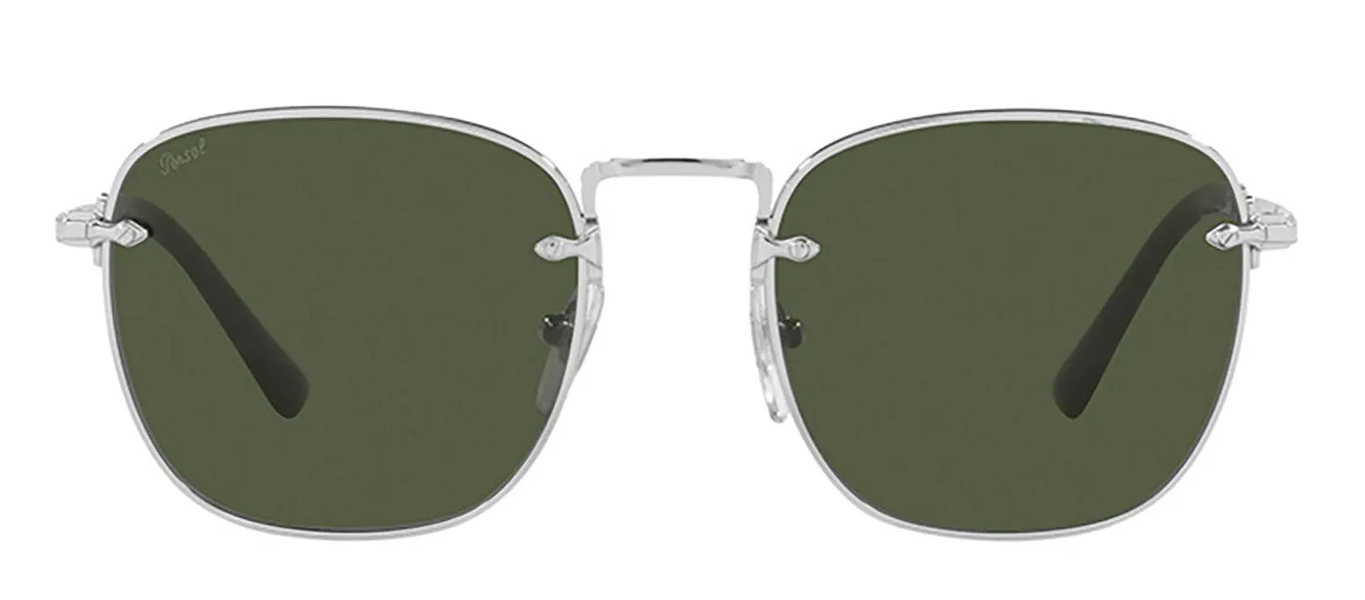 Persol PO 2490S 518/31 Square Metal Silver Sunglasses with Green Lens sold by Gaffos
