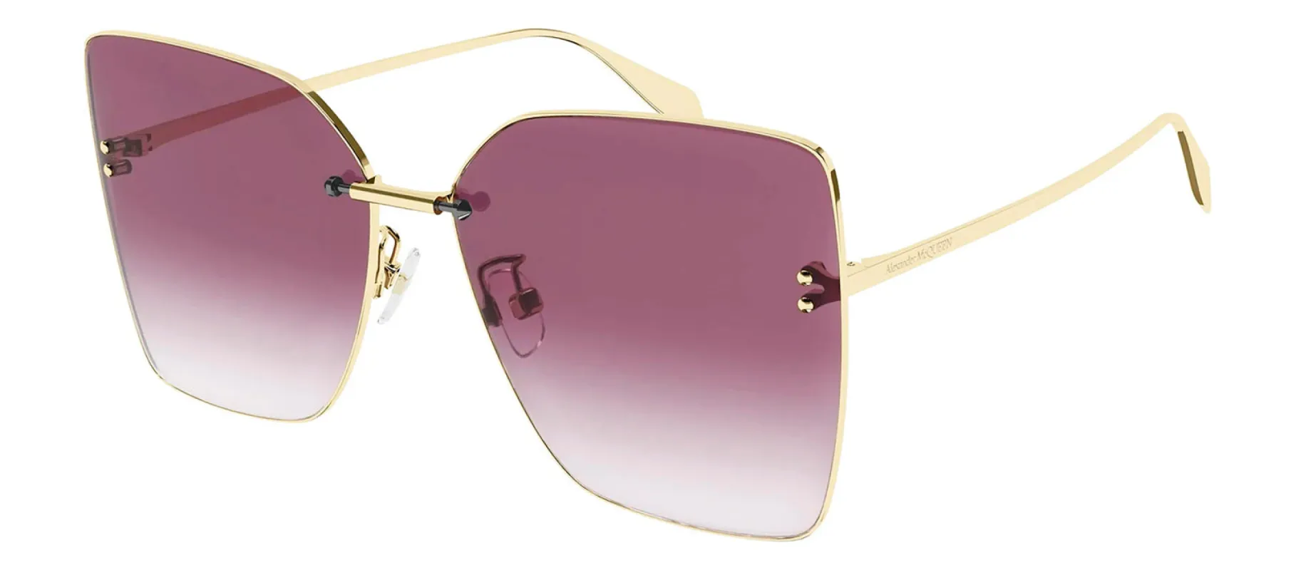 Alexander McQueen AM 0342S 003 Butterfly Metal Gold Sunglasses with Purple Gradient Lens sold by Gaffos