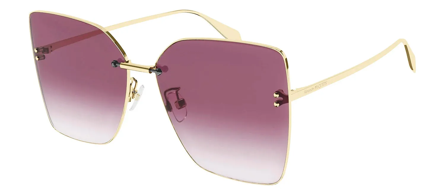 Alexander McQueen AM 0342S 003 Butterfly Metal Gold Sunglasses with Purple Gradient Lens sold by Gaffos