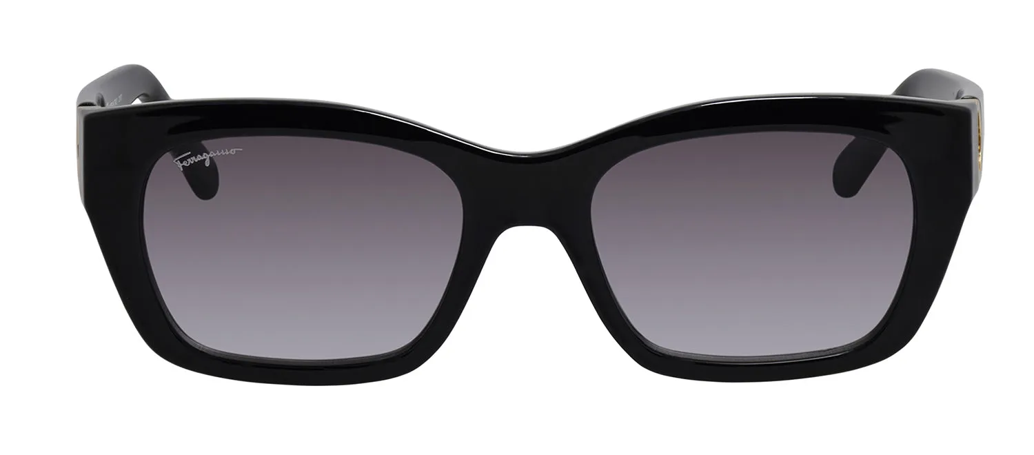 Salvatore Ferragamo SF 1012S 001 Square Plastic Black Sunglasses with Grey Lens sold by Gaffos