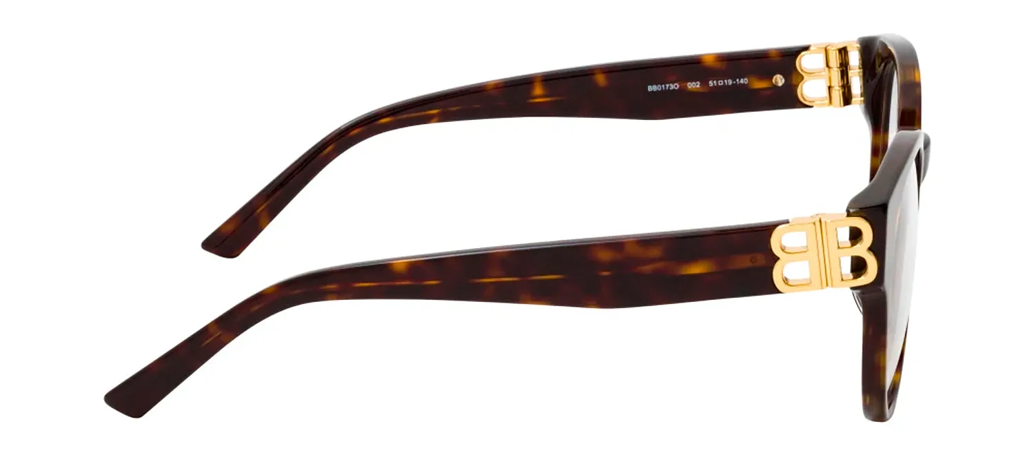 Balenciaga BB 0173O 002 Round Plastic Havana Eyeglasses with Logo Stamped Demo Lenses sold by Gaffos product image thumbnail 3