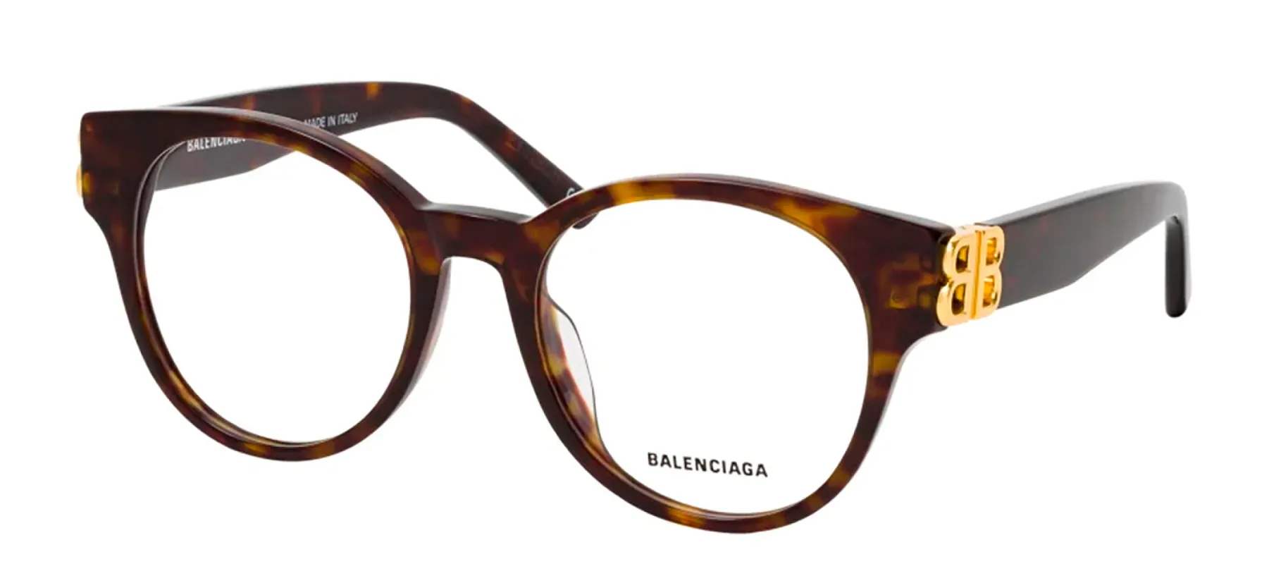 Balenciaga BB 0173O 002 Round Plastic Havana Eyeglasses with Logo Stamped Demo Lenses sold by Gaffos