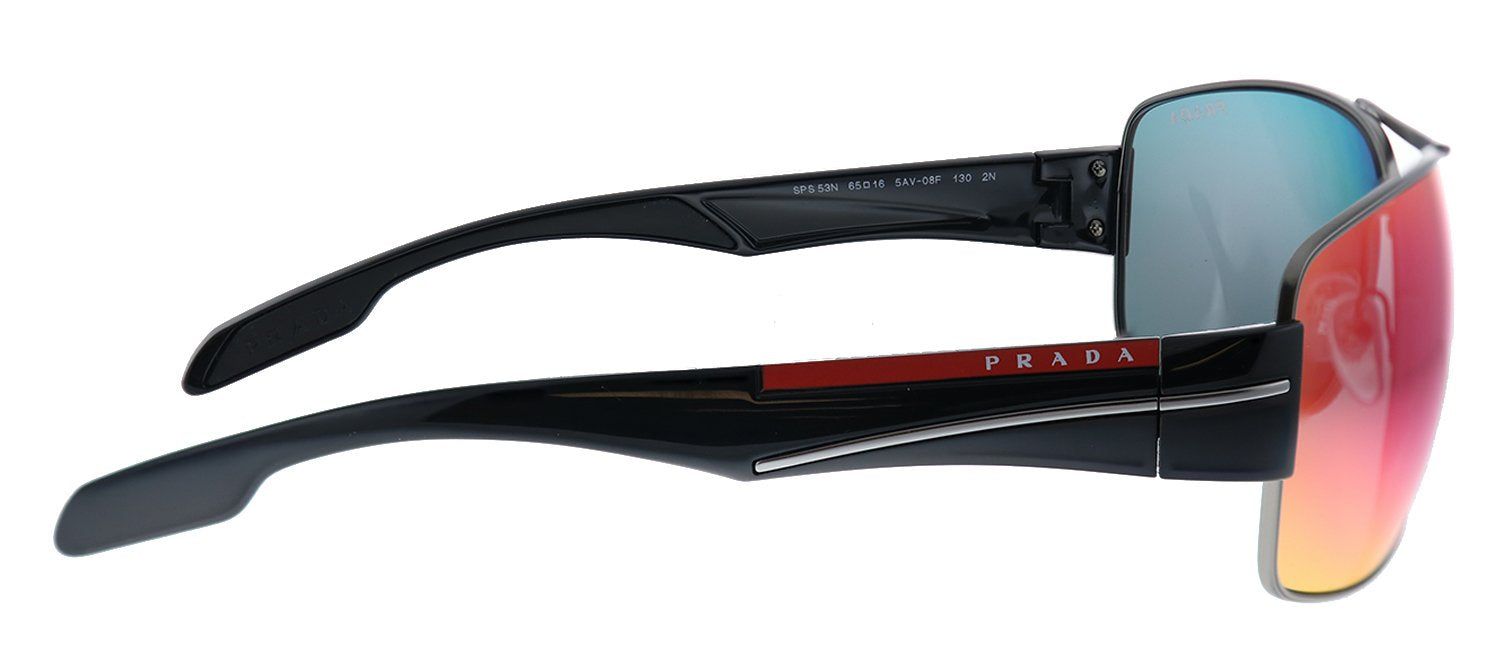 Prada Linea Rossa PS 53NS 5AV08F Rectangle Metal Matte Gunmetal Sunglasses with Blue Red Mirror Lens sold by Gaffos product image thumbnail 3