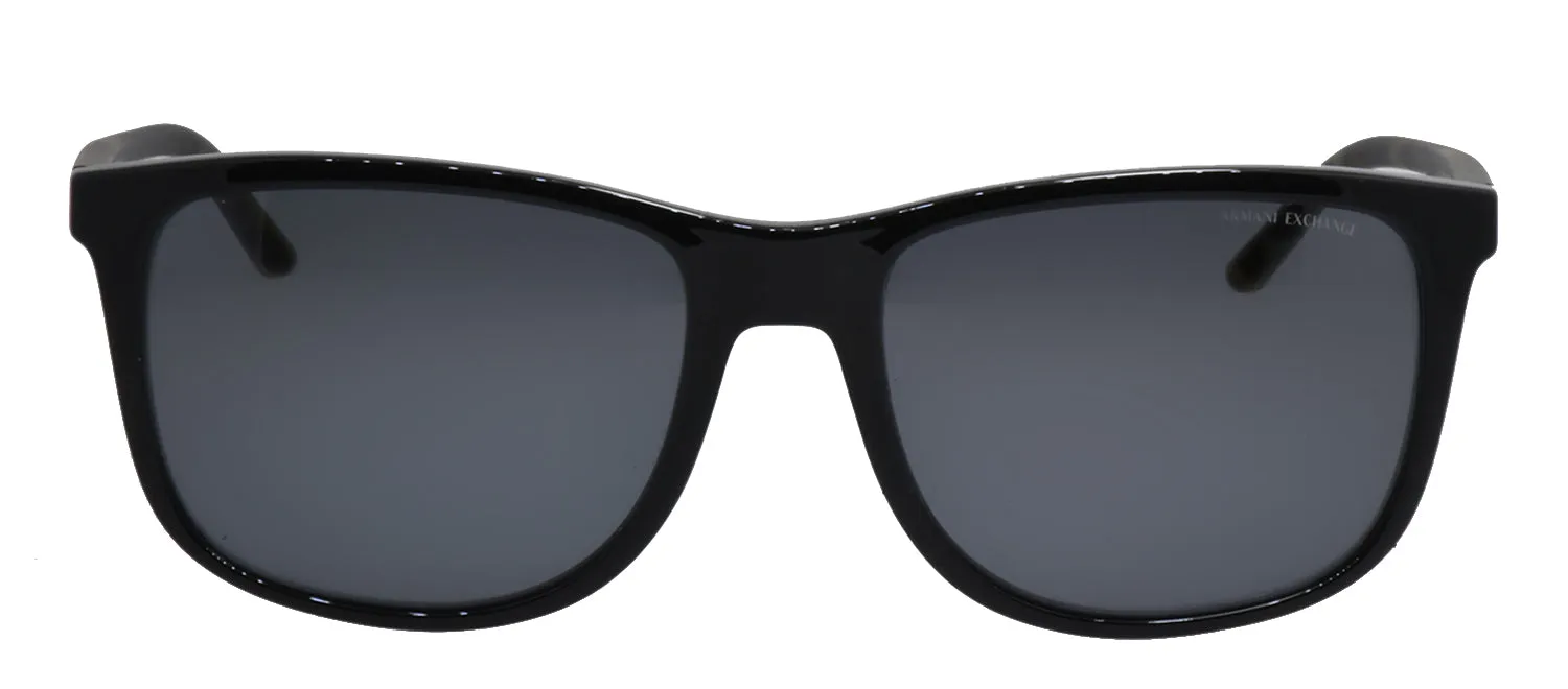 Armani Exchange AX 4070S 815881 Pillow Plastic Black Sunglasses with Grey Polarized Lens sold by Gaffos