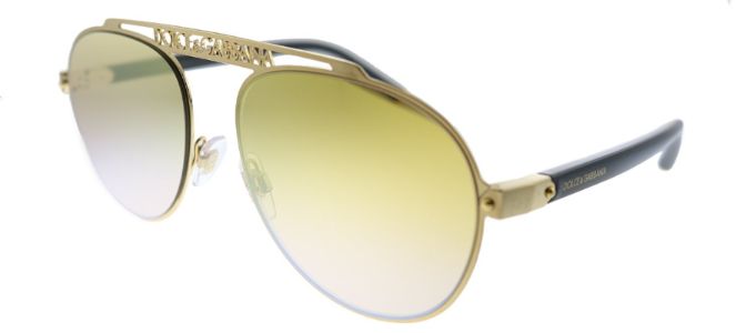 Dolce & Gabbana DG 2235 02/A7 Aviator Metal Gold Sunglasses with Brown Gradient Mirrored Lens sold by Gaffos