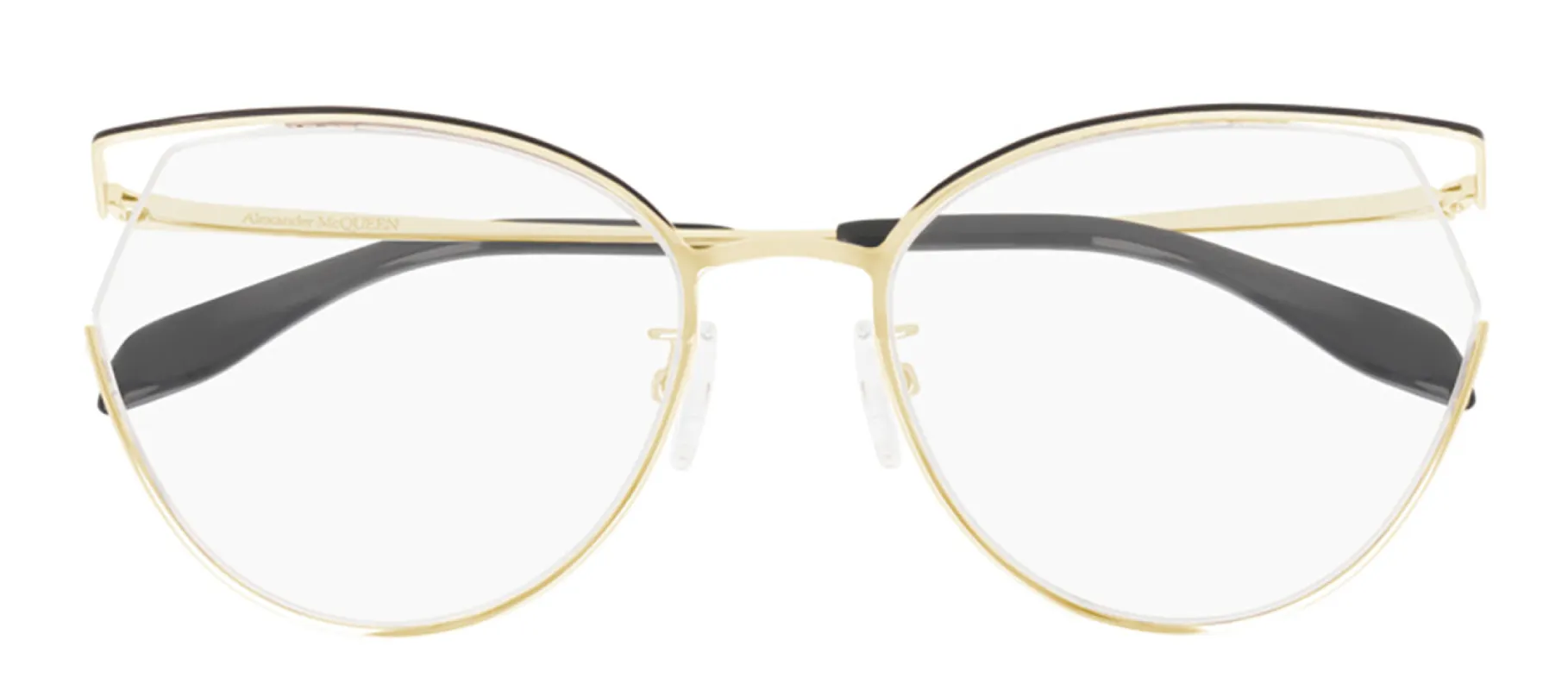 Alexander McQueen EDGE AM 0256O 001 Geometric Metal Gold Eyeglasses with Demo Lens sold by Gaffos