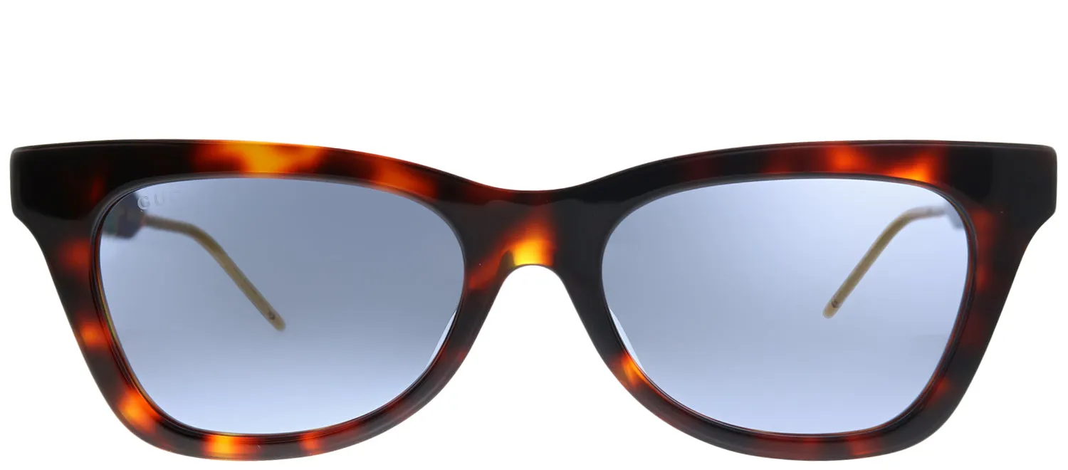 Gucci GG 0598S 002 Rectangle Acetate Tortoise/ Havana Sunglasses with Blue Lens sold by Gaffos