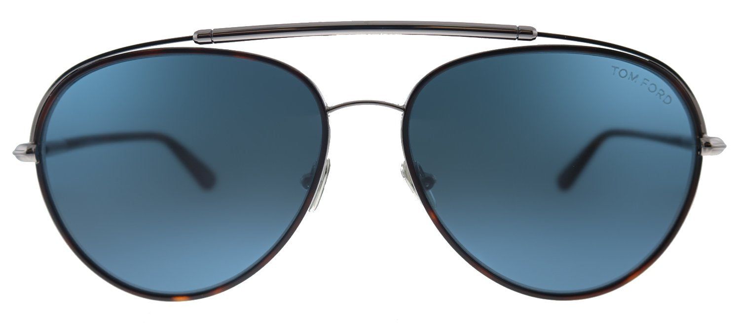 Tom Ford Curtis TF 748 54V Pilot Metal Shiny Light Ruthenium Sunglasses with Dark Teal Lens sold by Gaffos