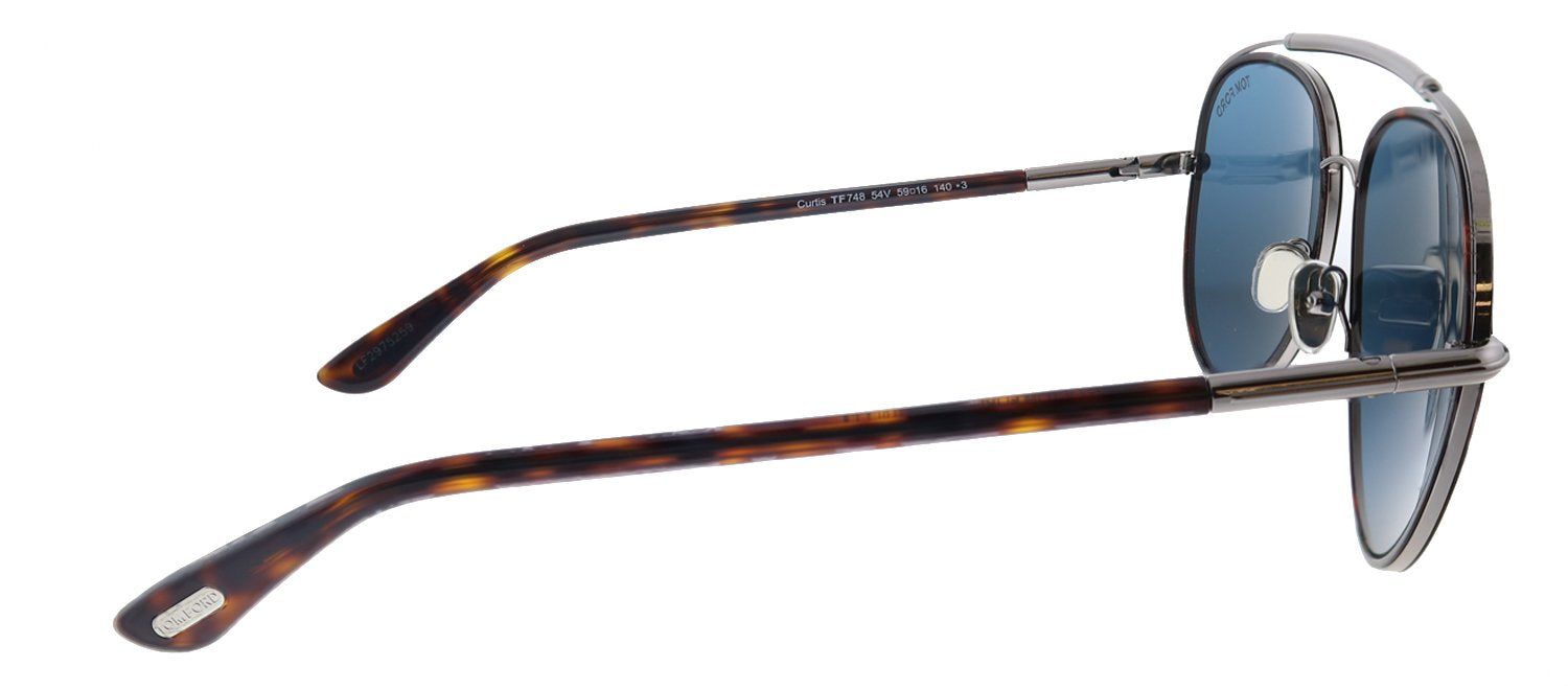 Tom Ford Curtis TF 748 54V Pilot Metal Shiny Light Ruthenium Sunglasses with Dark Teal Lens sold by Gaffos product image thumbnail 3