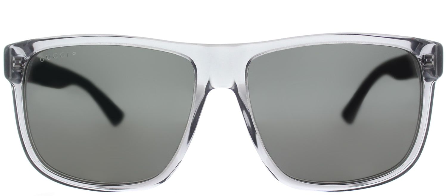 Gucci GG 0010S 004 Rectangle Acetate Grey Sunglasses with Grey Polarized Lens sold by Gaffos