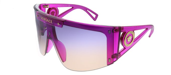 Versace VE 4393 533487 Shield Plastic Pink Sunglasses with Pink Or Grey Clip On Lens sold by Gaffos