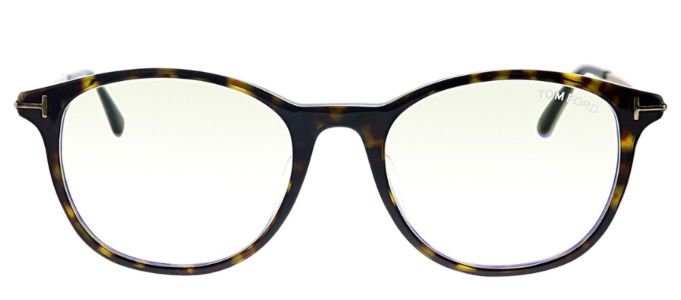 Tom Ford FT 5553FB 052 Round Plastic Havana Eyeglasses with Havana Plastic Frame And Temple sold by Gaffos
