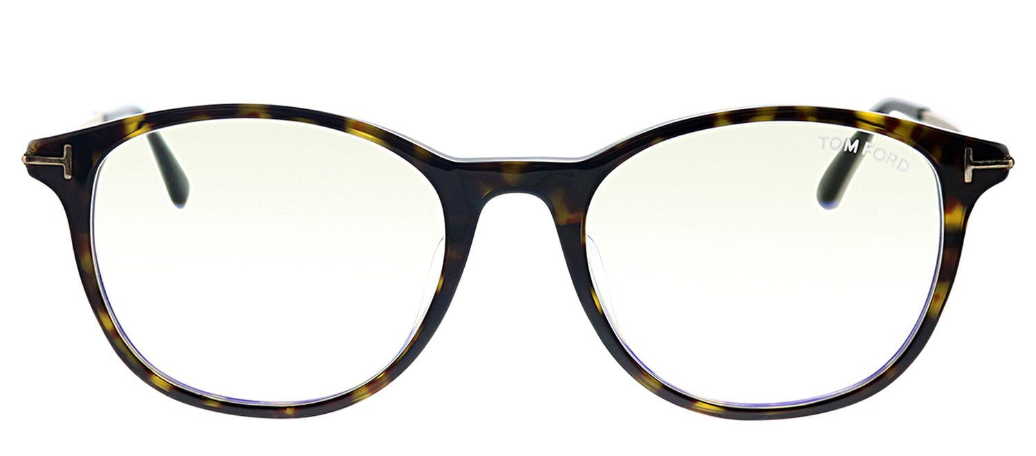 Tom Ford FT 5553FB 052 Round Plastic Havana Eyeglasses with Havana Plastic Frame And Temple sold by Gaffos
