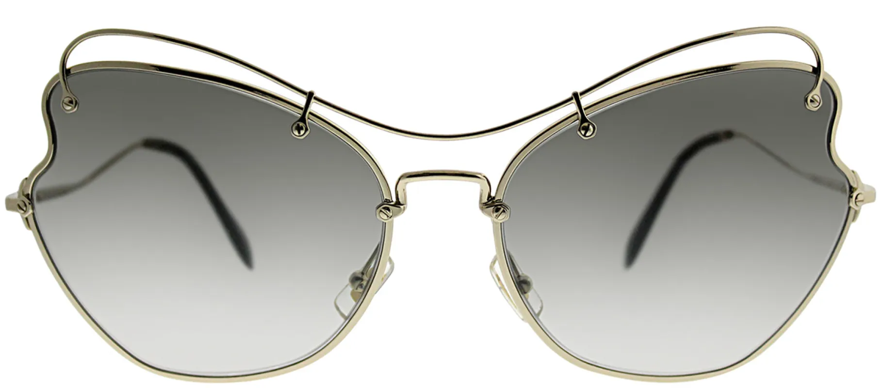 Miu Miu Scenique Collection MU 56RS ZVN0A761 Cat-Eye Metal Gold Sunglasses with Brown Gradient Lens sold by Gaffos