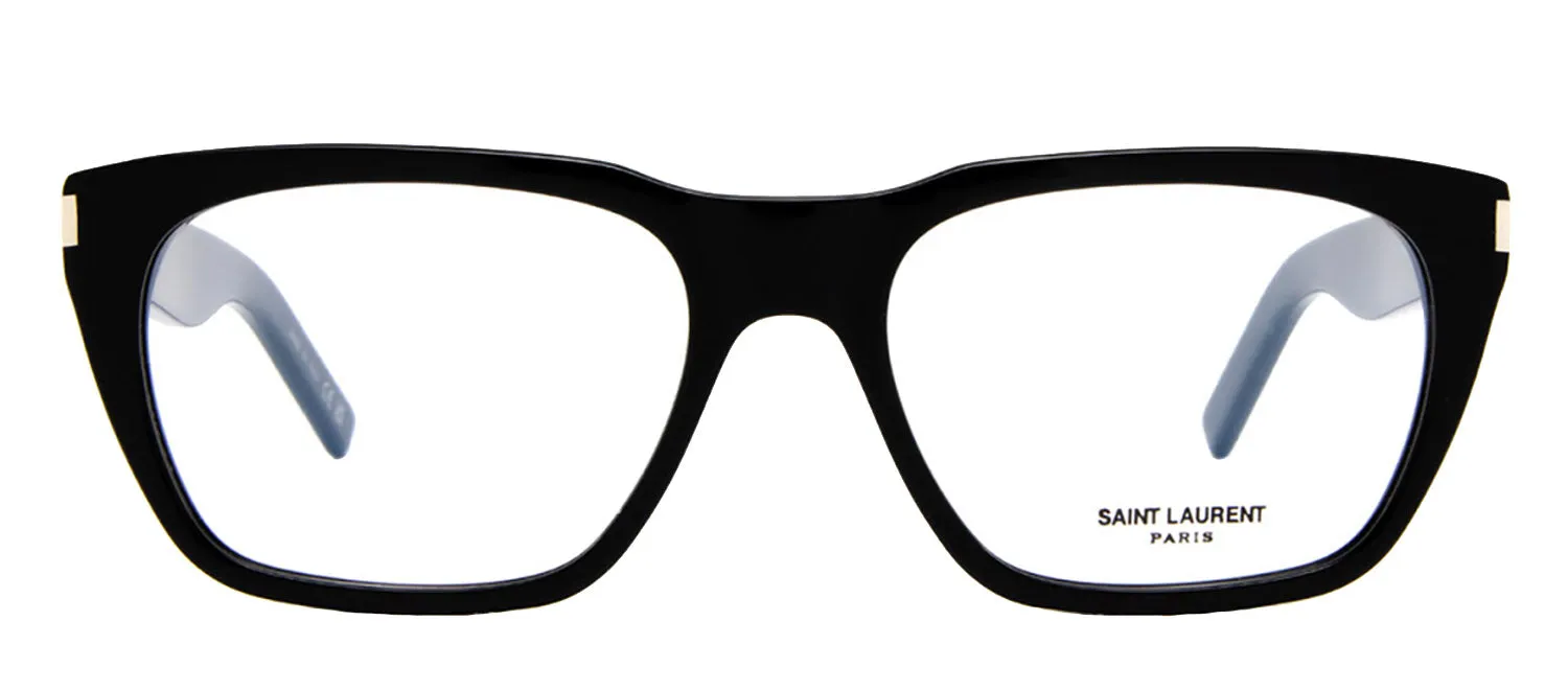 Saint Laurent NEWWAVE SL 598 O 001 Square Plastic Black Eyeglasses with Logo Stamped Demo Lenses sold by Gaffos