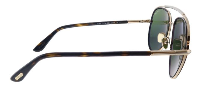 Tom Ford Curtis TF 748 52N Pilot Metal Shiny Rose Gold Sunglasses with Green Lens sold by Gaffos