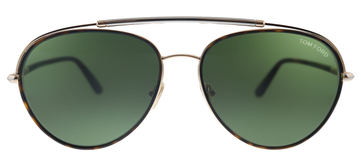 Tom Ford Curtis TF 748 52N Pilot Metal Shiny Rose Gold Sunglasses with Green Lens sold by Gaffos