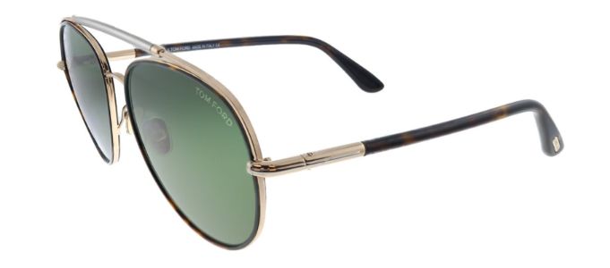 Tom Ford Curtis TF 748 52N Pilot Metal Shiny Rose Gold Sunglasses with Green Lens sold by Gaffos
