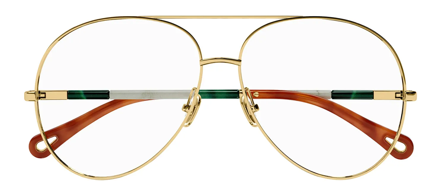 Chloe CH 0114O 001 Aviator Metal Gold Eyeglasses with Logo Stamped Demo Lenses sold by Gaffos product image thumbnail 2