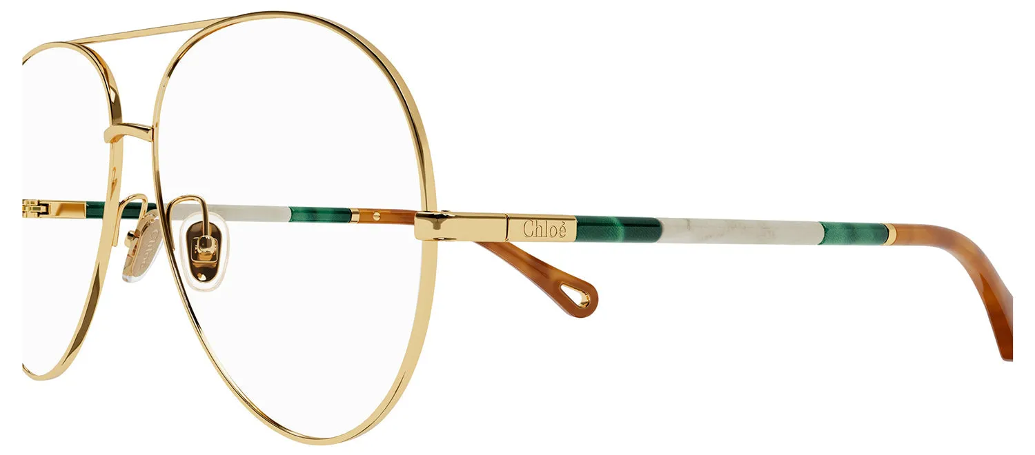 Chloe CH 0114O 001 Aviator Metal Gold Eyeglasses with Logo Stamped Demo Lenses sold by Gaffos product image thumbnail 3