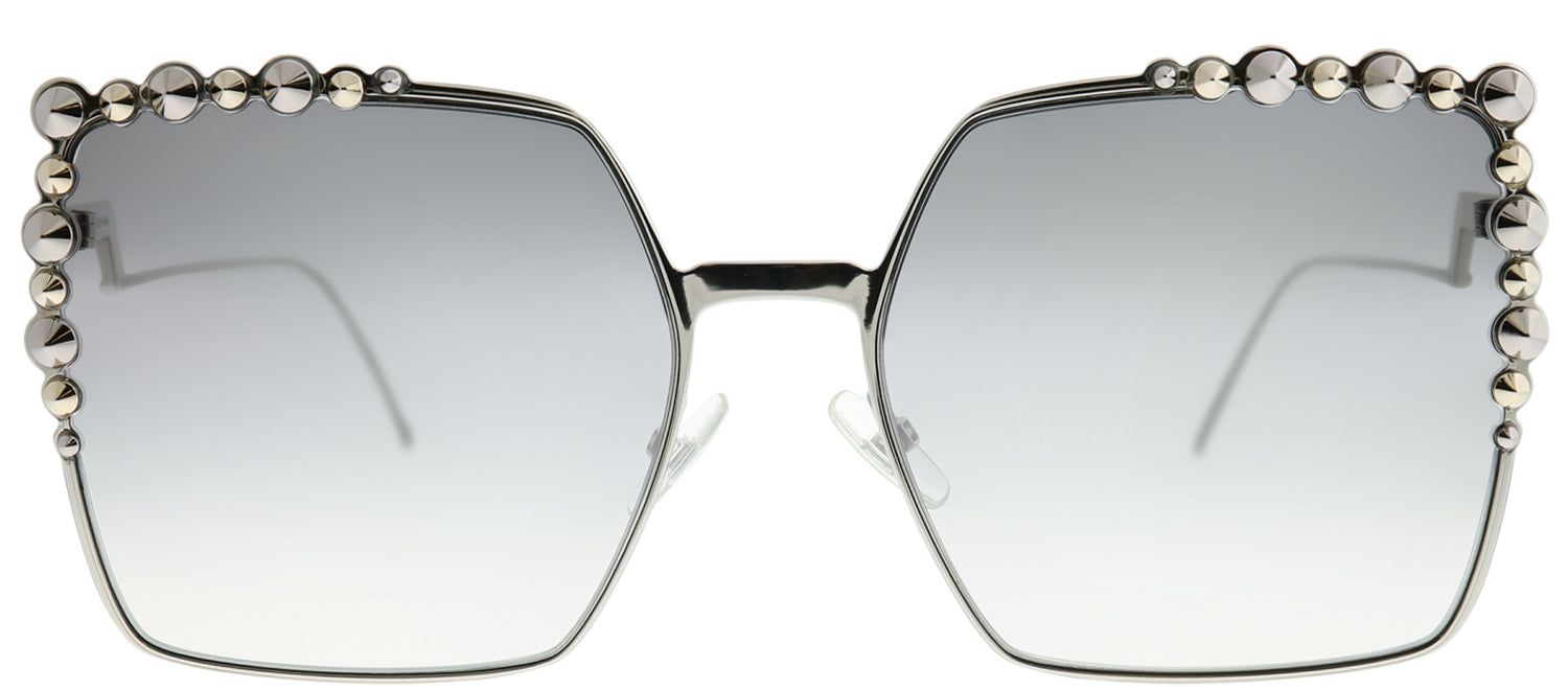 Fendi FF 0259 010 IC Square Metal Silver Sunglasses with Silver Mirror Gradient Lens sold by Gaffos