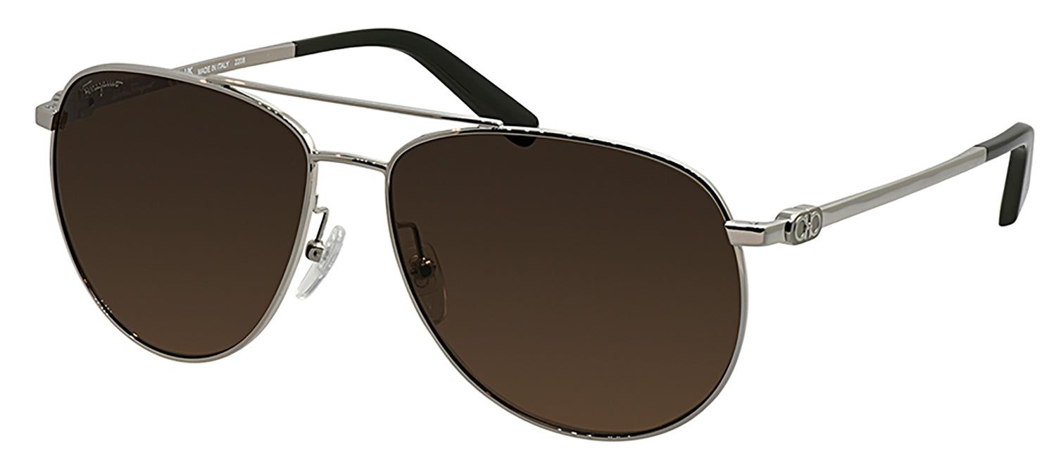 Salvatore Ferragamo SF 157S 045 Aviator Plastic Silver Sunglasses with Brown Polarized Lens sold by Gaffos product image thumbnail 2