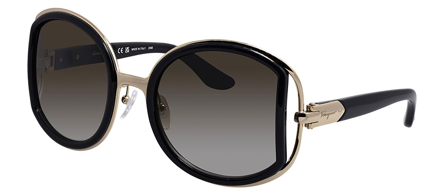 Salvatore Ferragamo SF 719S 001 Round Metal Black Sunglasses with Grey Gradient Lens sold by Gaffos product image thumbnail 2
