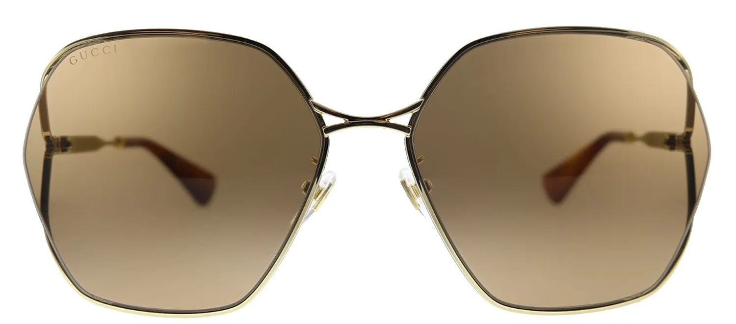 Gucci GG 0818SA 002 Square Metal Gold Sunglasses with Brown Lens sold by Gaffos