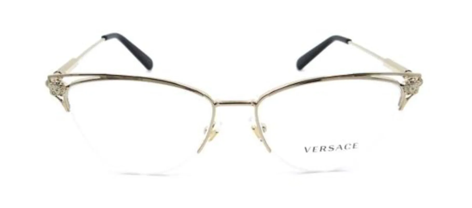 Versace VE 1280 1252 Cat-Eye Metal Gold Eyeglasses with Logo Stamped Demo Lenses sold by Gaffos