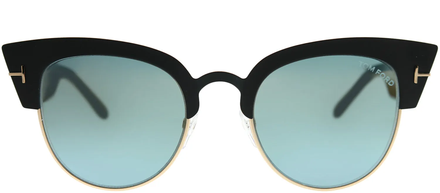 Tom Ford Alexandra TF 607 05X Cat-Eye Metal Black Sunglasses with Blue Mirror Lens sold by Gaffos