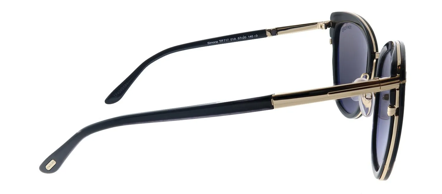 Tom Ford Simona TF 717 01A Cat-Eye Plastic Shiny Black Sunglasses with Grey Lens sold by Gaffos product image thumbnail 3