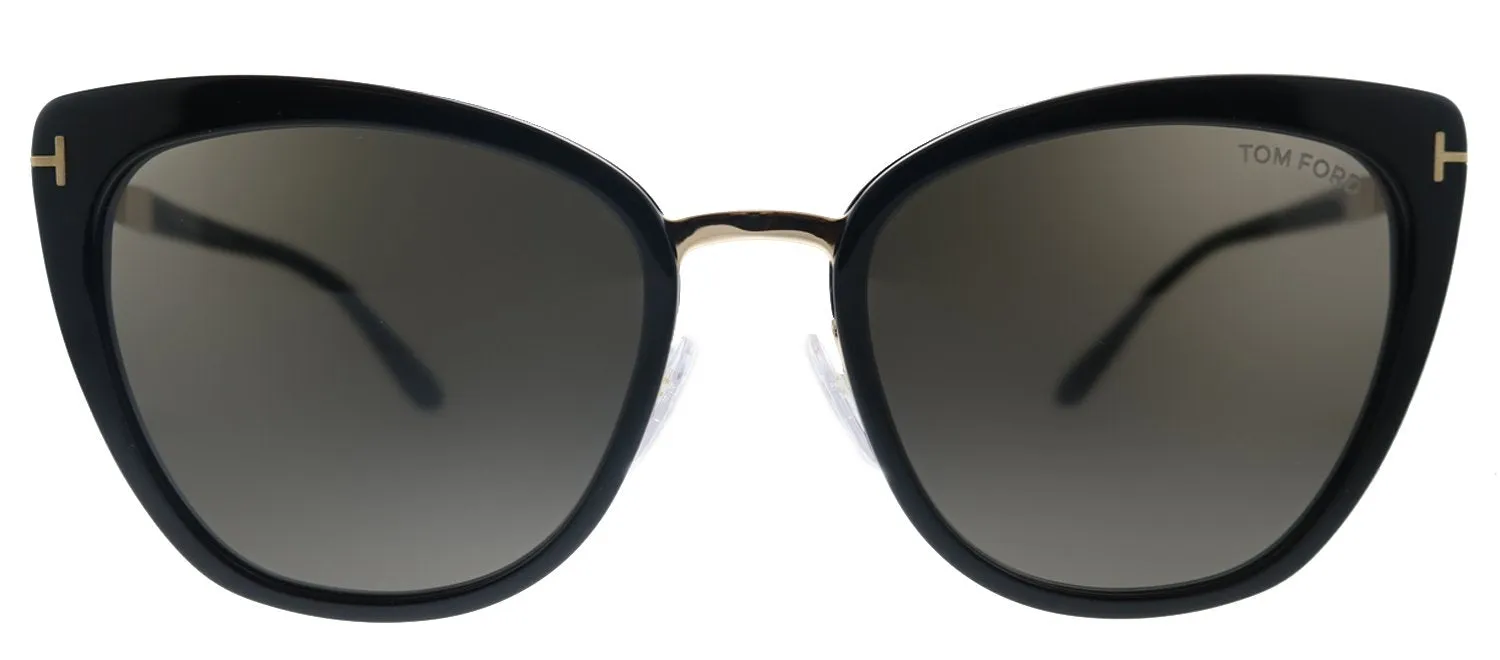 Tom Ford Simona TF 717 01A Cat-Eye Plastic Shiny Black Sunglasses with Grey Lens sold by Gaffos
