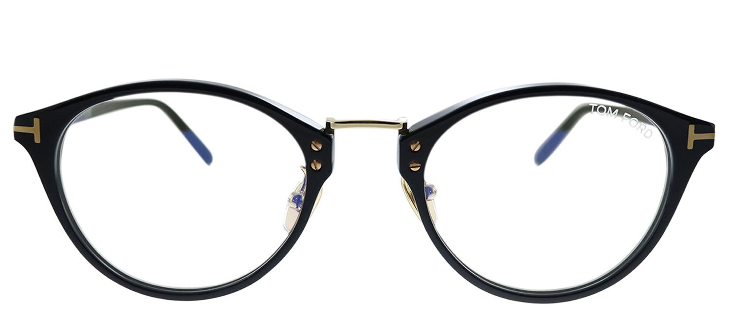 Tom Ford FT 5728-DB 001 Black Round Plastic Eyeglasses with Demo Lens sold by Gaffos