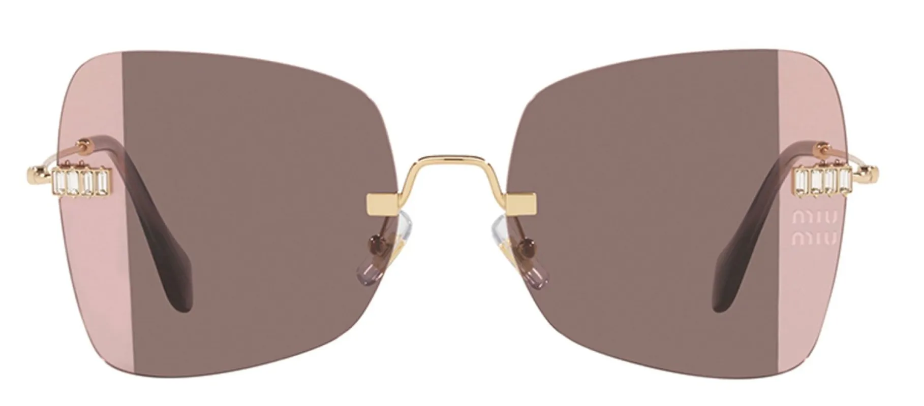 Miu Miu MU 50WS ZVN01Q Square Metal Pale Gold Sunglasses with Pink Gradient Lens sold by Gaffos