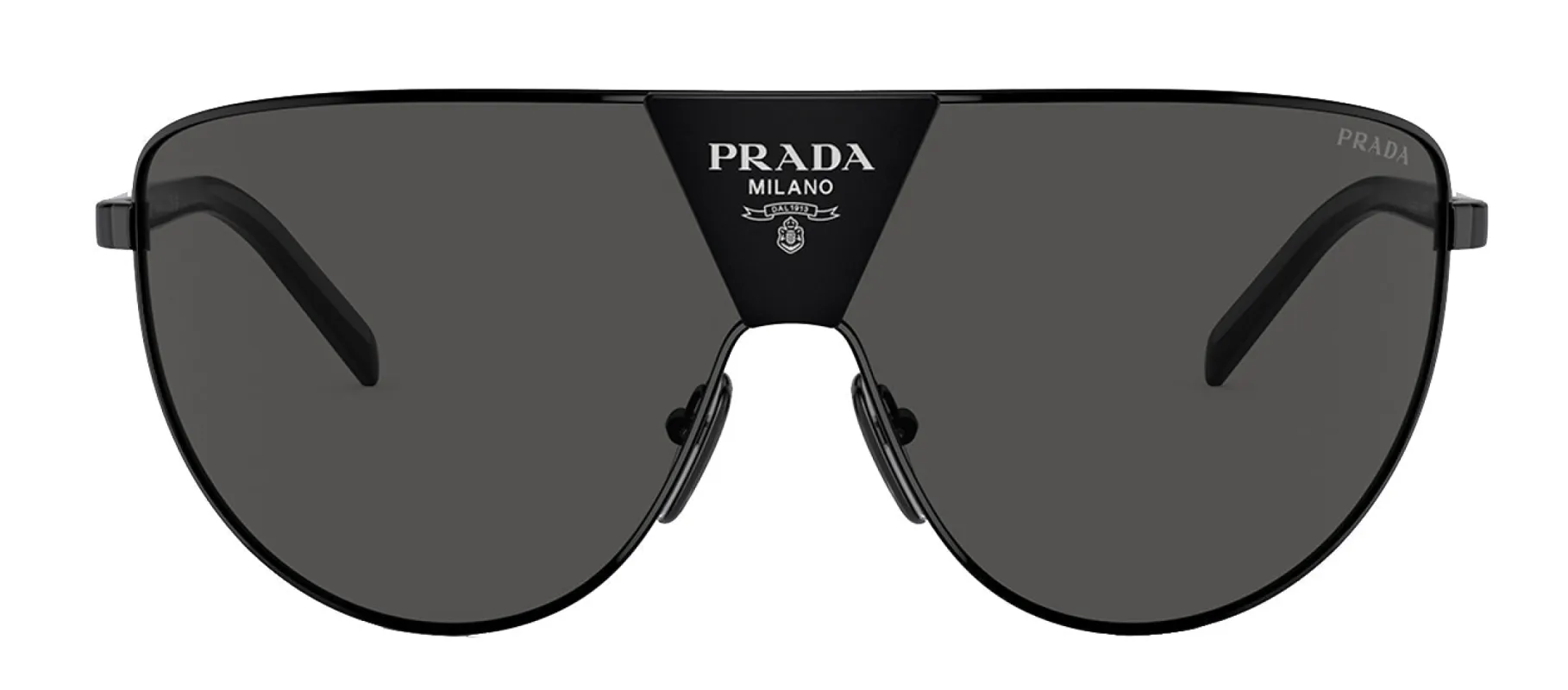 Prada PR 69ZS 1AB5S0 Shield Metal Black Sunglasses with Grey Lens sold by Gaffos